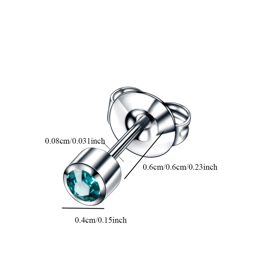 1 Paar Ohrpiercing-Kristall-Geburtsstein-Ohrstecker Aus Chirurgischem ▽ , - Bild 4 von 4