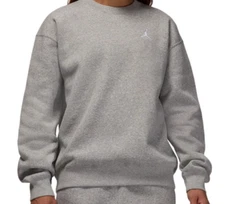 Nike Women's Air Jordan Brooklyn Fleece Crew-Neck Sweatshirt Gray FV7074-063 j