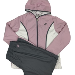 Nike Womens Large Track Suit Windbreaker Jacket & Pants Pink Gray White | eBay