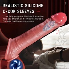 Vibrating Penis Extender Sleeve Cock Ring Vibrator Extension Sex Toys for Man