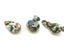 Vintage Ceramic Tonala? Mexican Figurines Hand Painted Folk Art Set of 3 Birds