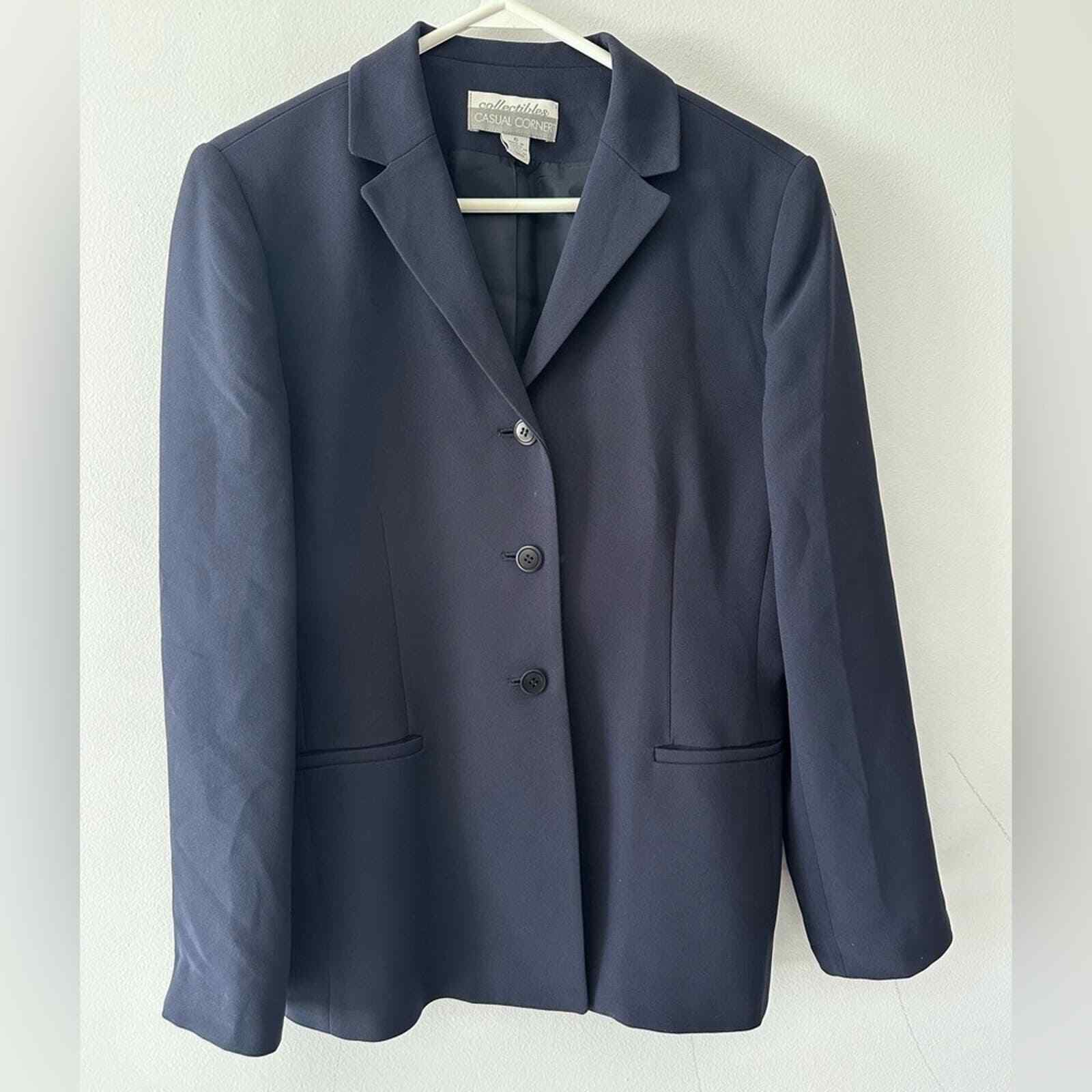 VINTAGE CASUAL CORNER Blazer Fully Lined Jacket Navy Size 6 eBay