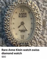 Rare Anne Klein watch swiss diamond watch Beautiful Design With Rhinestones
