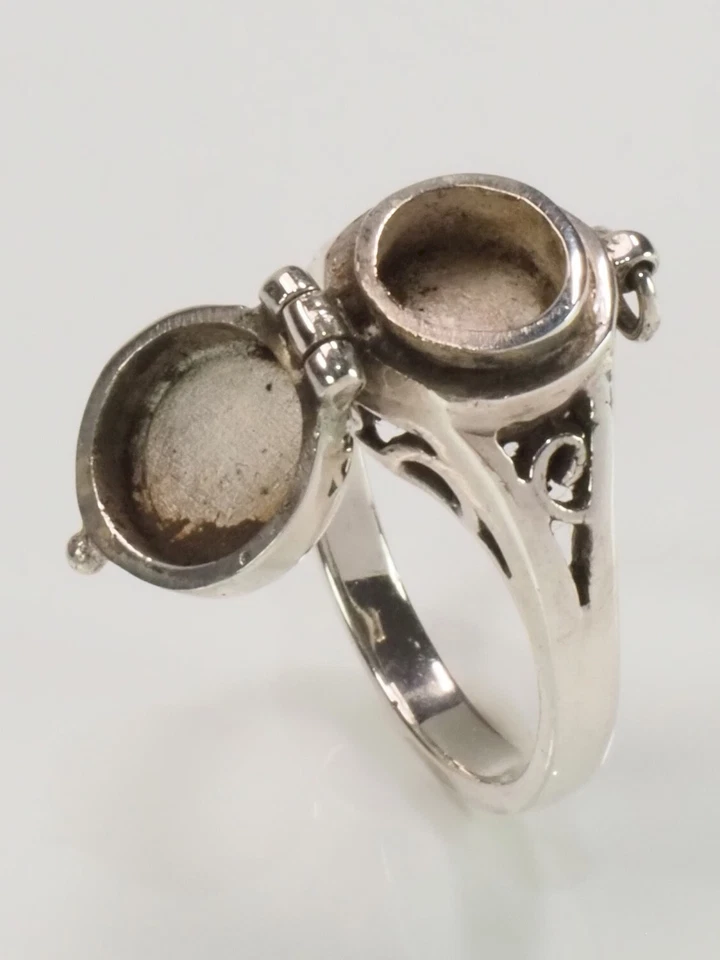 Giftring Ring Spinne mit Fach, Dose, Box, Geheimfach 925 Sterlingsilber; K59 50 - Bild 3 von 4