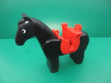 Lego Duplo Figur Pferd mit Sattel schwarz Kopf beweglich Western Ranch (110124A)