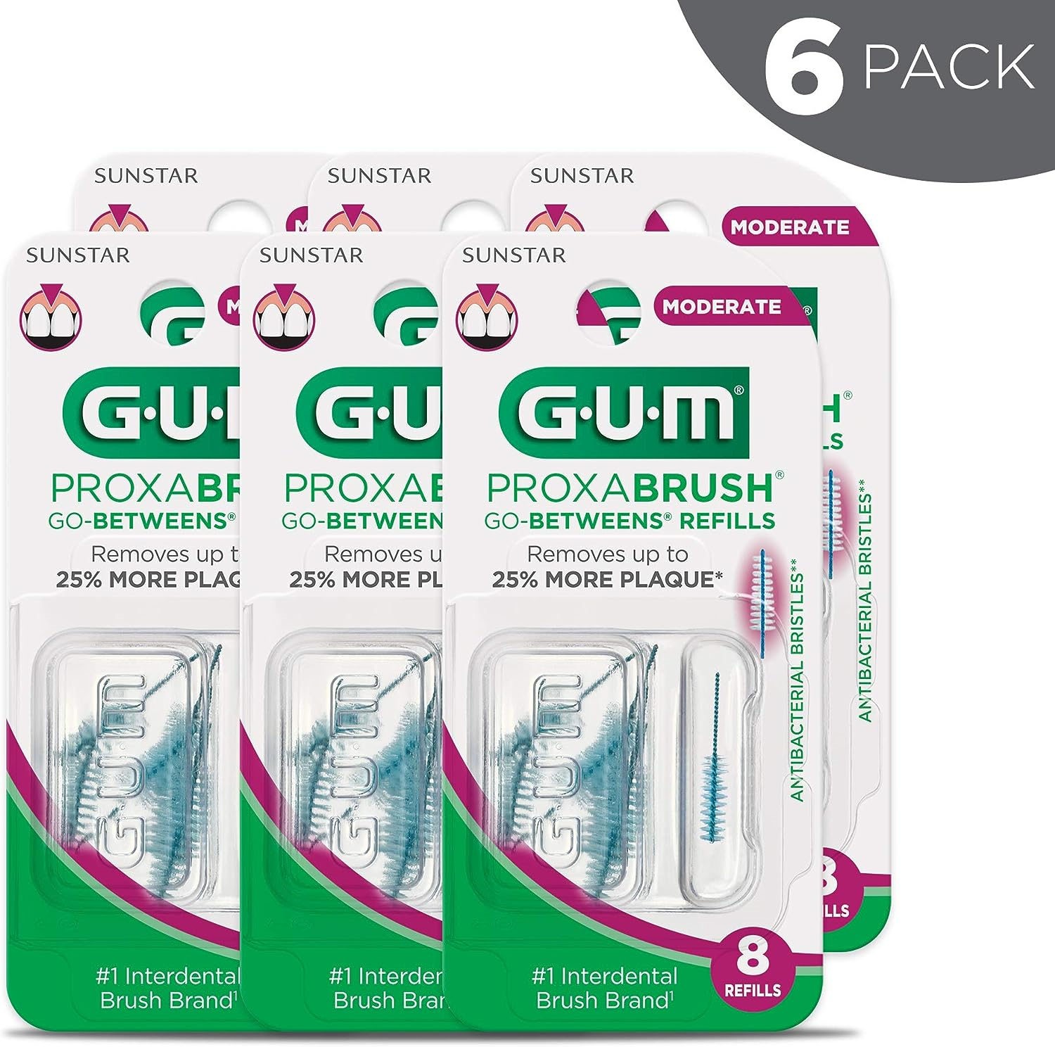 GUM Proxabrush GoBetweens Interdental Brush Refills Moderate 8 Count 6