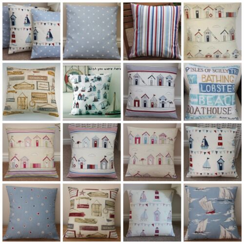 NAUTICAL SEASIDE BOATS, BEACH HUTS CUSHIONS COVERS ETC VARIOUS STYLES & SIZES - Afbeelding 1 van 18