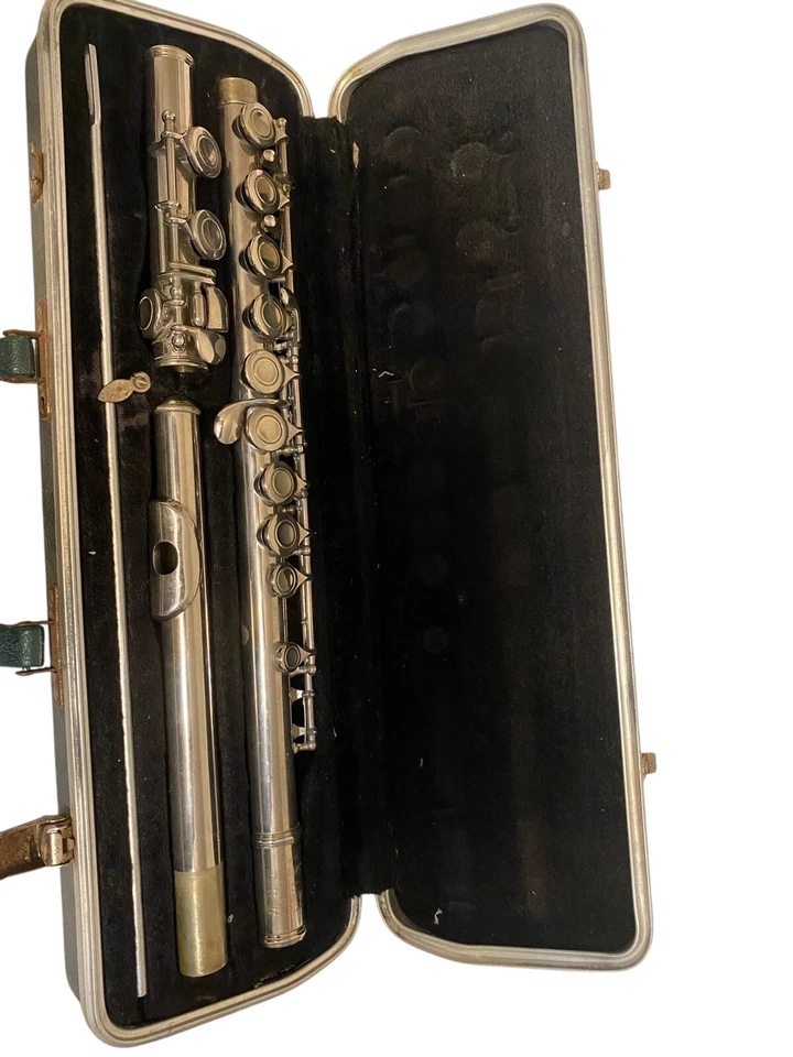 Bundy Selmer FLAUTA CON ESTUCHE RÍGIDO VERDE Forro Terciopelo Negro (Plateado) Foto 3 de 4