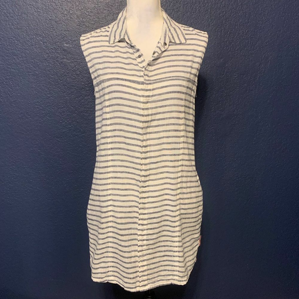HUDSON Linen Blend Striped Shirt Dress