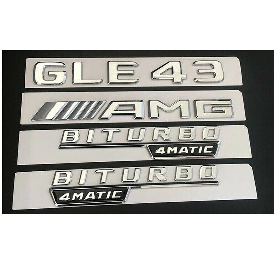 Chrome Trunk Fender Emblems Badges for Mercedes Benz GLE43 AMG BITURBO 4MATIC - Imagem 2 de 2