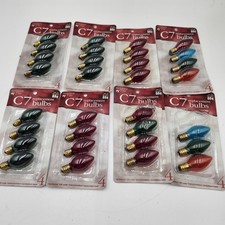 32 Vintage Christmas C7 Replacement red green Light Bulbs 120V NOS NEW