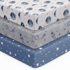 Baby Crib Sheets for Boys Girls, 28x52x8in Fitted Crib Sheet Neutral 3 Pack f...
