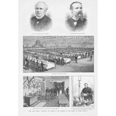 Eröffnung der Forth Bridge durch den Prinzen von Wales - antiker Druck 1890