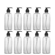 Multipack 8 Transparent Refillable Press Pump Bottles for Liquid Soap Storage