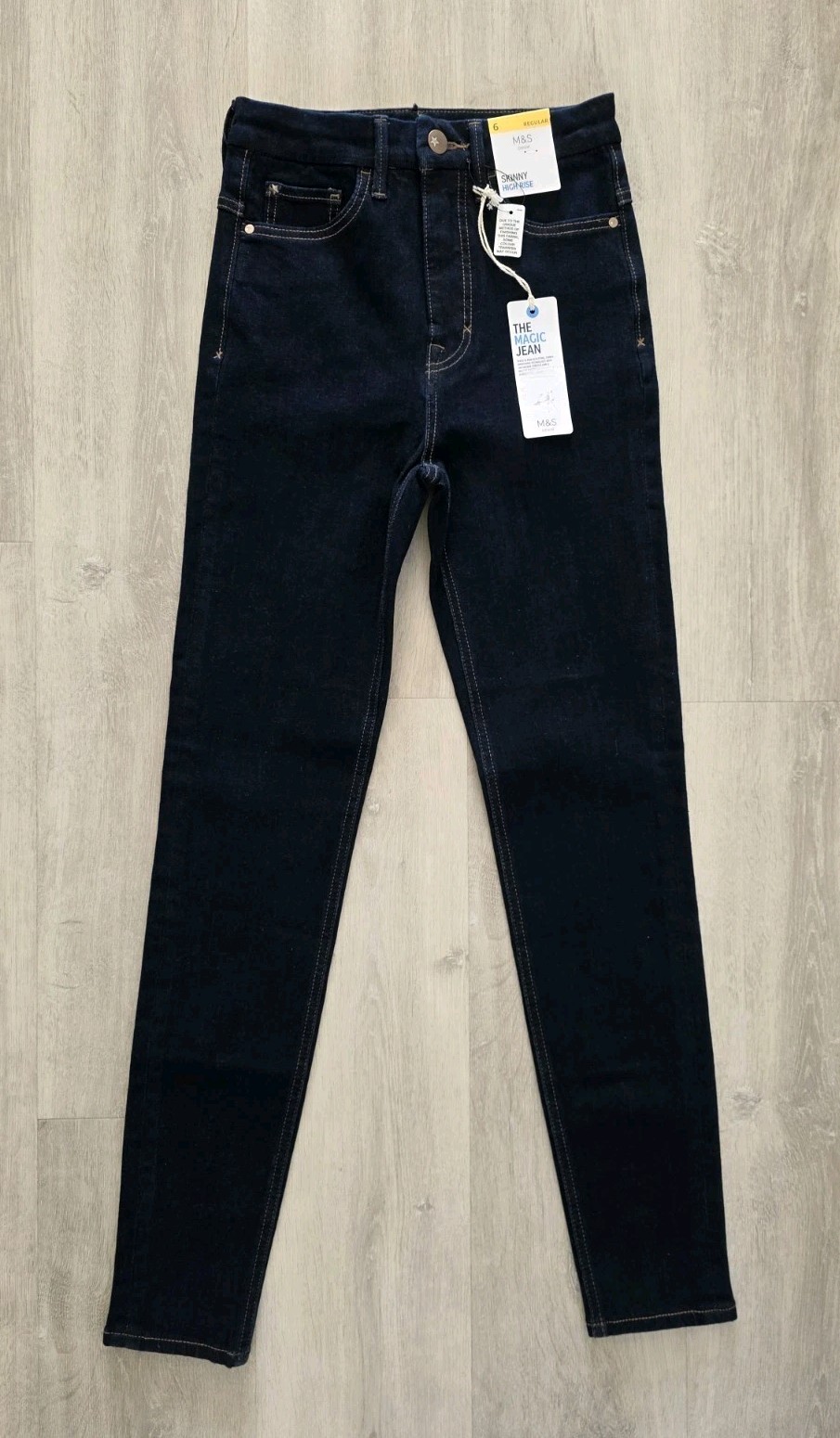 M&S size 6 regular THE MAGIC JEAN - SKINNY HIGH RISE JEANS denim INDIGO blue