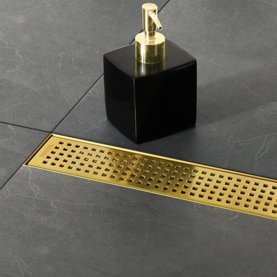 #ad Neodrain 24quot; Brushed Brass Linear Shower Drain Removable Quadrato Pattern Grate $118.50