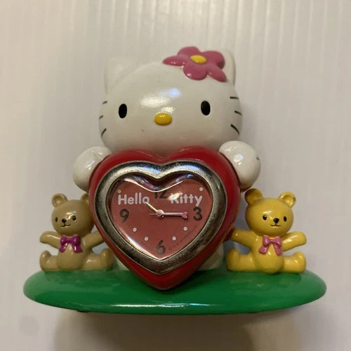 Vintage 2001 Sanrio Hello Kitty Stainless Steel Mini Clock UNTESTED