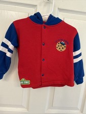 VTG Sesame Street Infant Red C Is For Cookie Cookie Monster Button Jacket 18 Mos
