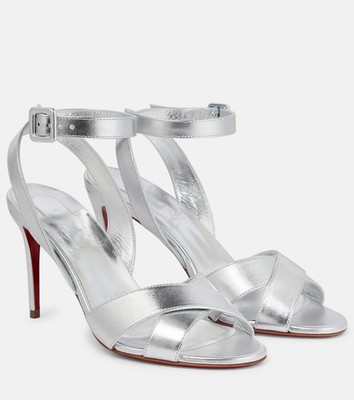 Christian Louboutin Z3295 Silver Mariza 85 Metallic Leather Sandals Size 40