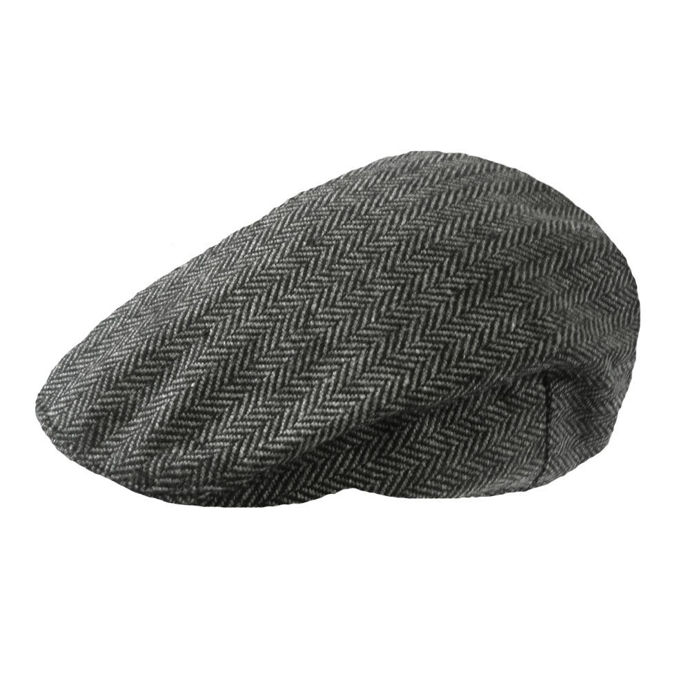 Casquette plate traditionnelle en tweed de laine gris pour garçon