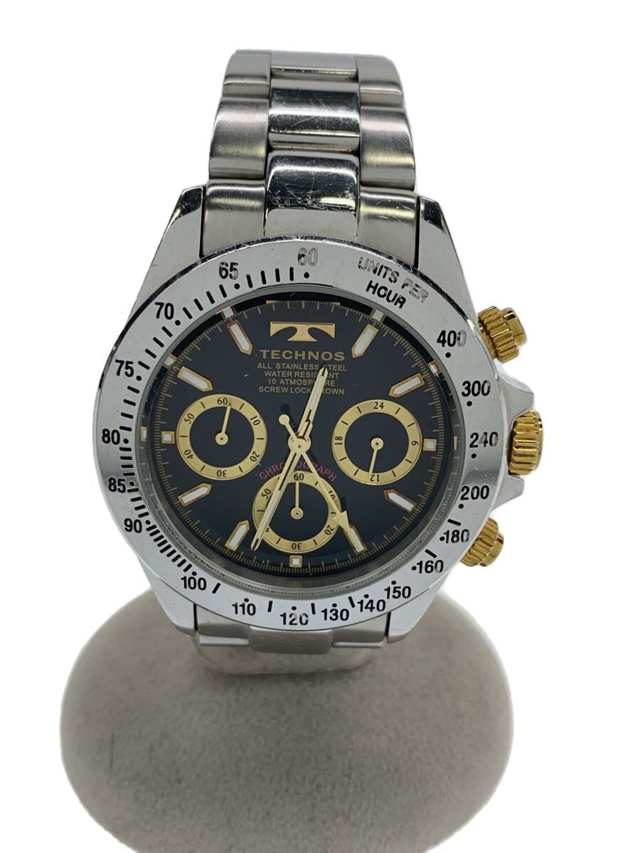 TECHNOS TSM401 Quartz Analog Stainless Steel Black Dial Watch Near