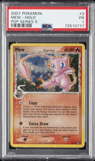 2007 POKEMON POP SERIES 5 #3 MEW-HOLO PSA 1
