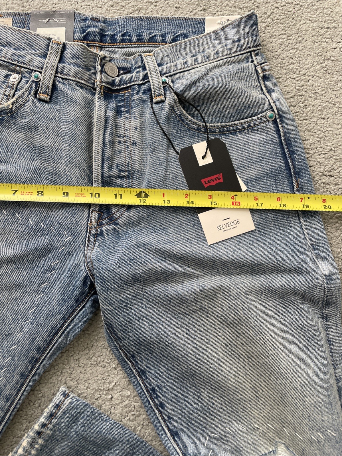 Levi's Premium Big E 501 Original Fit Selvedge Blue Jeans Men's Size 29 X 30 Fly thumbnail 21