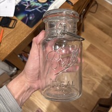 Antique Ball Ideal Mason Jar Pat’d July 14 1908 Clear Wire Bail & Glass Lid