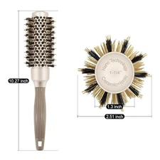 Round Barrel Anti-Static Hair Brush with Boar Bristles, Nano Thermal Ceramic Ion