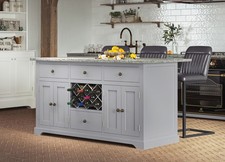 Baumhaus Grey Kitchen Island, Grey Granite Top (CK101A-G) *DAMAGED READ LISTING*