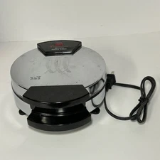 Toastmaster Belgian Waffle Baker Maker Model 200 Chrome 7" Tested Working