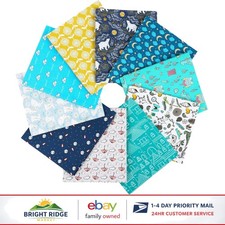 Cotton Quilting Fabric Bundle, 10 Assorted Fat Quarters for Quilting