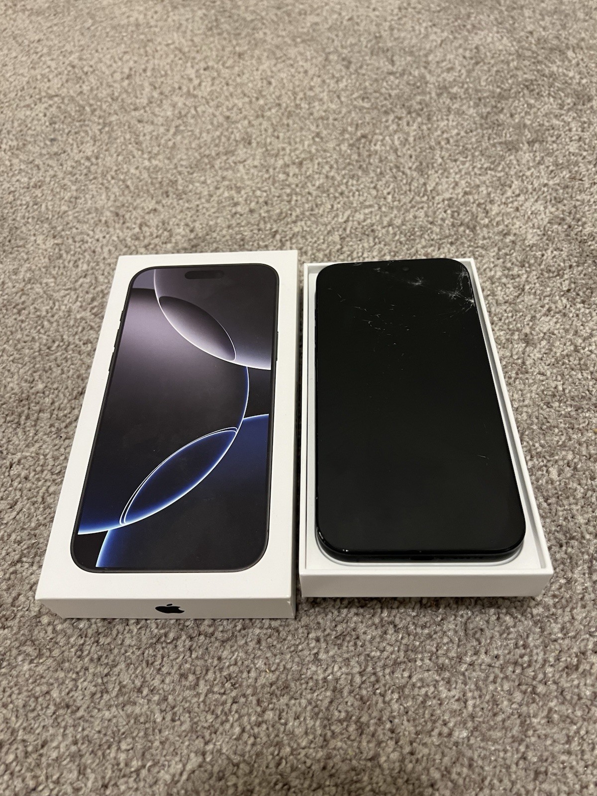 iPhone 16 Pro Max 256GB Black Titanium, Unlocked 98% Battery Cracked Screen