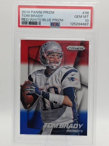 2014 Panini Prizm TOM BRADY Red White Blue Prizm #36 PSA 10
