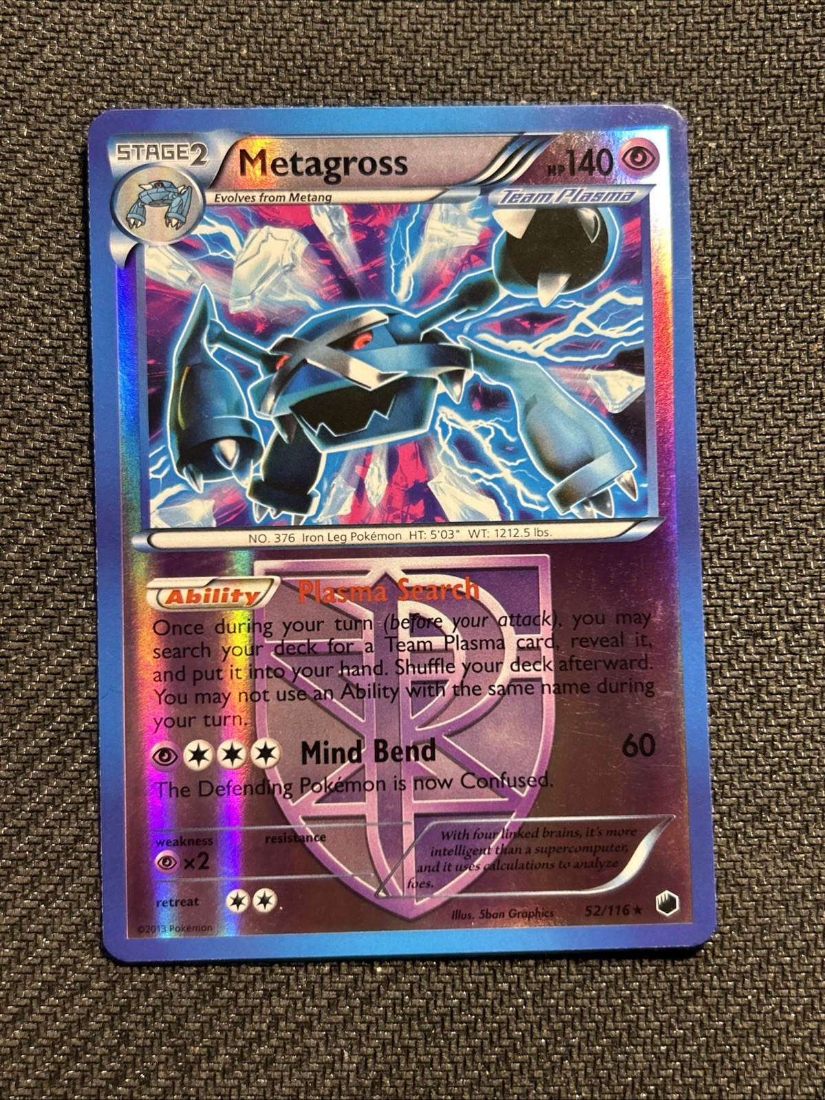 Metagross (Team Plasma) 52/116 Plasma Freeze Reverse Holo - Pokémon Card LP
