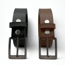 Full Grain Buffalo Leather American Made Belt Black Brown 32" - 56" Width 1.35"