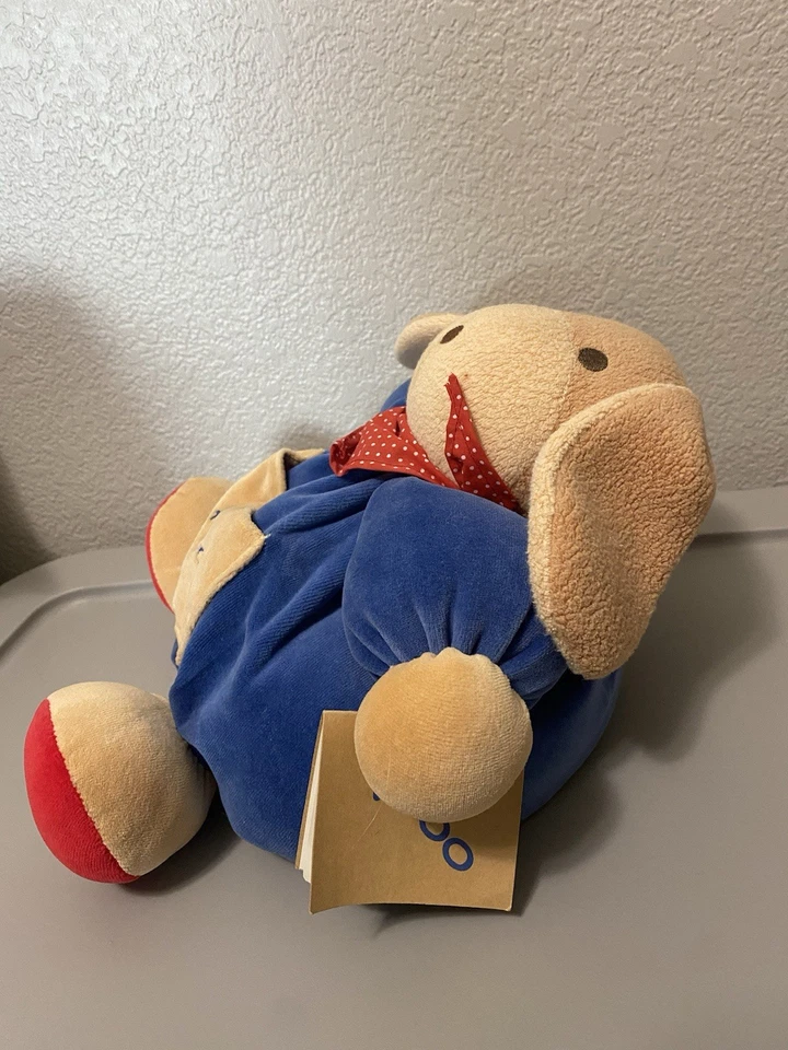 Kaloo Puppy Plume Plush Soft Toy Comforter Blue Pocket Brown Red Bandana 1998 - Image 3 of 4