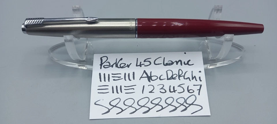 Vintage c.1970's Parker 45 Classic Red Steel Cap CP Trim 14k Nib VGC GWO - Image 3 of 4