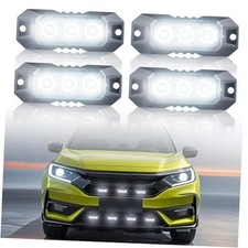LED Emergency Strobe Grille Lights, 3-LED Surface Mount 3LED-4PCS White