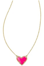 Kendra Scott Ari Heart Short Pendant Necklace Gold Neon Pink