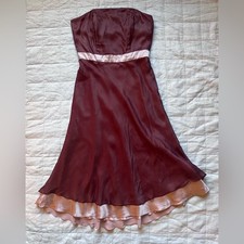 Jenny Yoo Red & Pink Silk Sleeveless Babydoll Formal Midi Dress Bow Coquette- 10