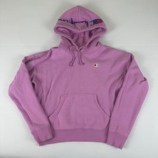 Champion Reverse Weave Hoodie Sweatshirt Womens Medium Purple Logo Pullover