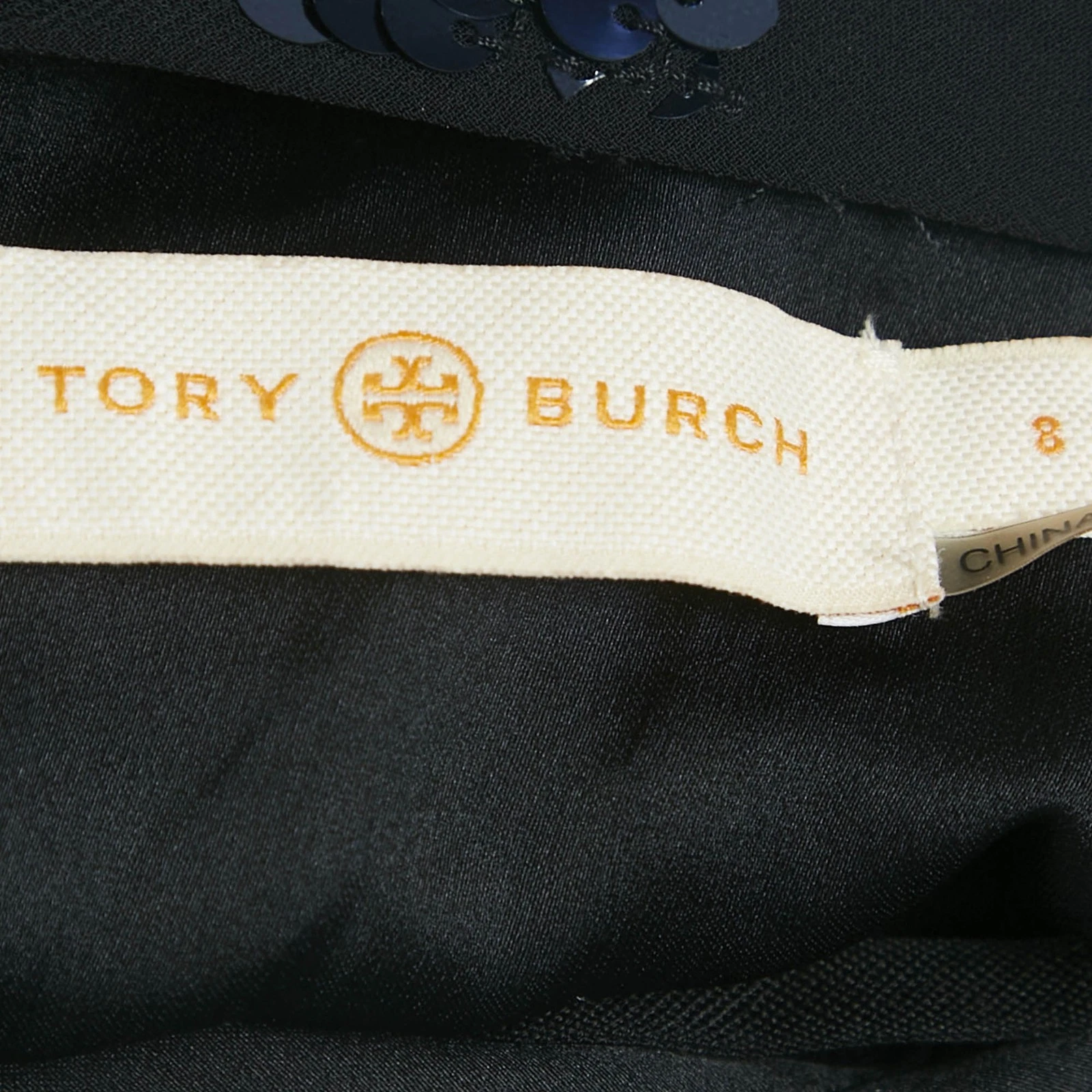 Maxi abito senza maniche Tory Burch nero con paillettes impreziosite in crepe M