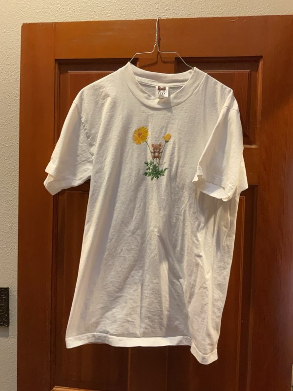 Cotton Park Vintage White Whimsical Mouse Tshirt Medium