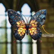 Blue and Gold Butterfly Acrylic/Resin Suncatcher   Acrylic Butterfly Window Art