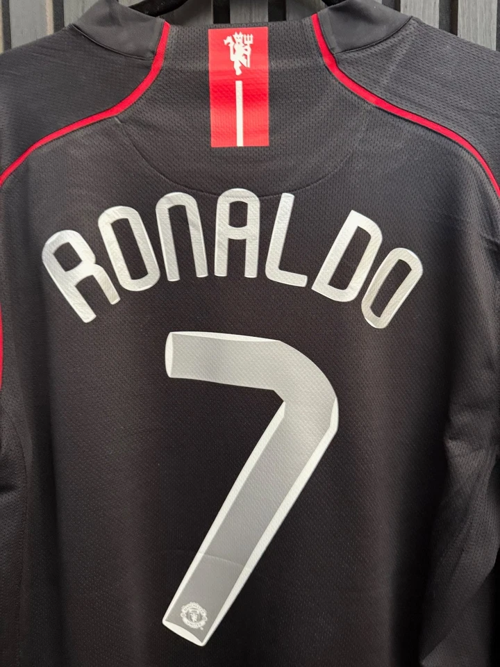 Camiseta Nike Manchester United Negra Manga Larga 07/08 L/S Para Hombre L RONALDO 7 UCL Foto 4 de 4