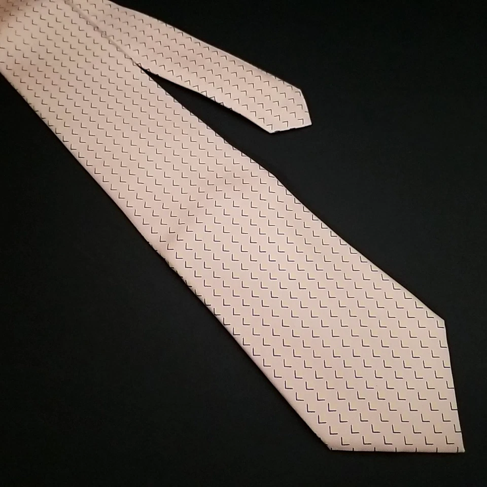 Corbata de seda estampada geométrica rosa con corbata de lujo Turnbull & Asser de colección 55" x 3,5" Foto 4 de 4
