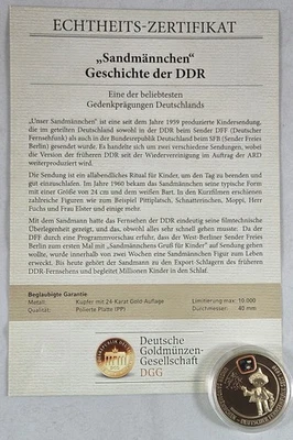 Medaille Unser Sandmänchen - DFF seit 1959, DDR, vergoldet 40mm, DGG - Bild 1 von 4