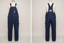 Round House Denim Bib Overalls Carpenter Style Blue Workwear Made in USA Size M