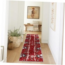 Red Snowman Let It Snow Ball Christmas Area Rug, Xmas Winter Home Decor Low